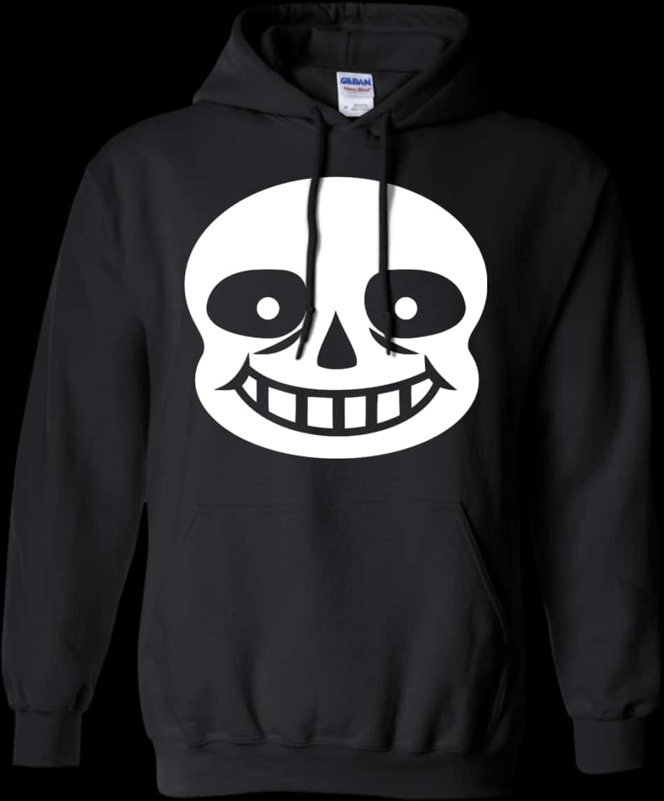 A Black Hoodie With A Cartoon Skull On It