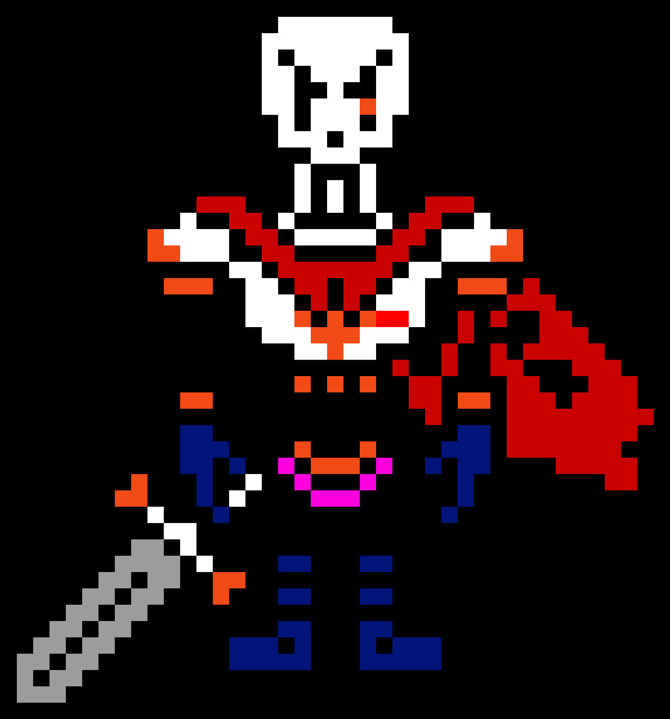 A Pixel Art Of A Skeleton Holding A Sword
