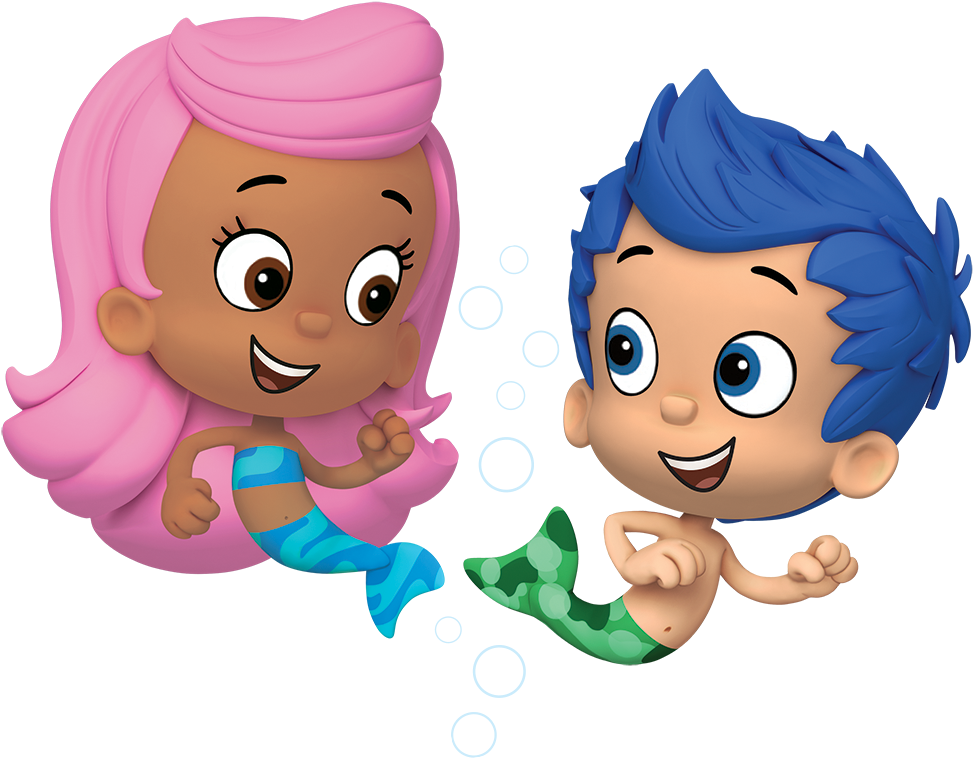 Cartoon Characters Of A Mermaid And A Boy