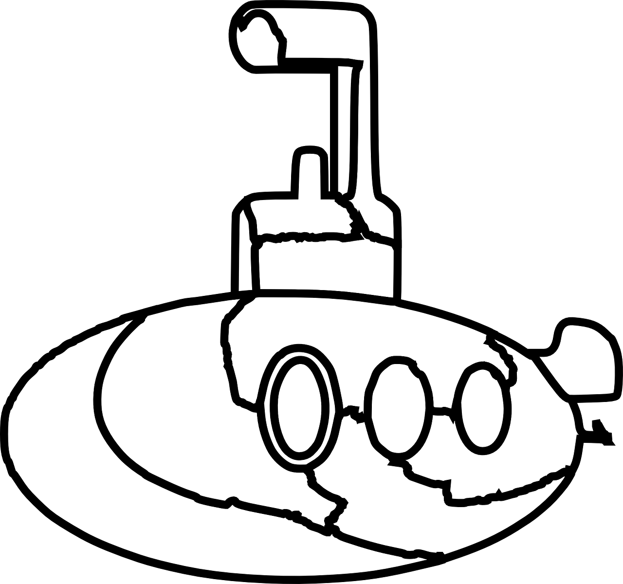 A White And Black Drawing Of A Submarine