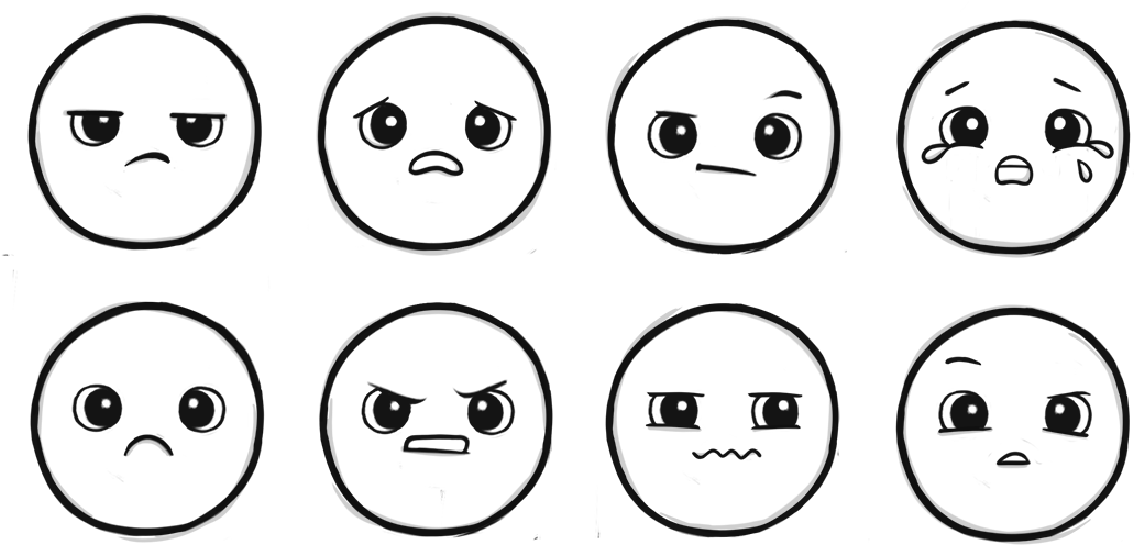 A Group Of Faces Drawn In Black