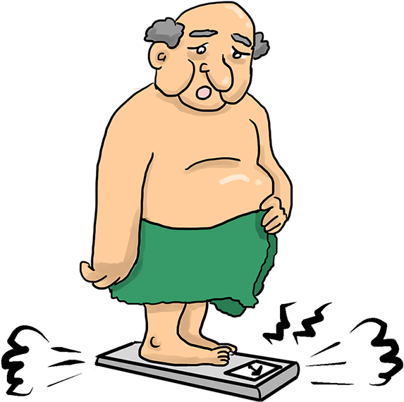 A Cartoon Of A Man Standing On A Scale