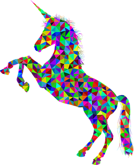 A Colorful Horse With Its Rear Legs Up