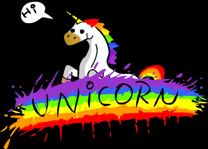 A Unicorn With Rainbow Paint Splashes