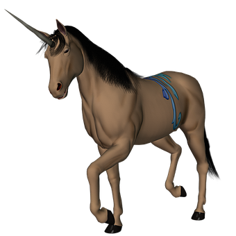 A Unicorn With A Blue Ribbon
