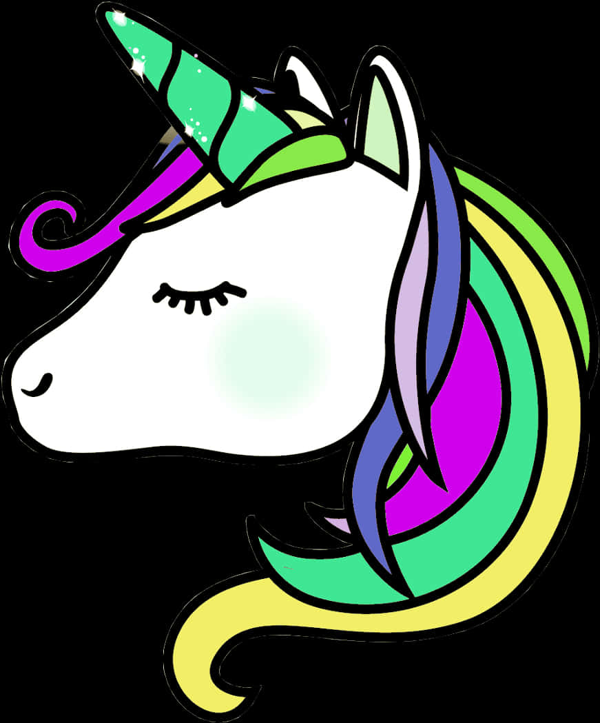 A Unicorn With Rainbow Hair And A Horn