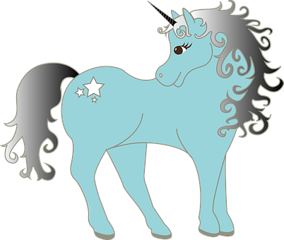 A Blue And Silver Unicorn
