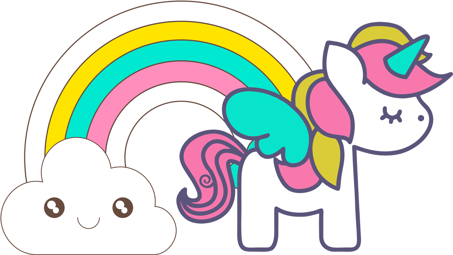 A Cartoon Unicorn And Rainbow
