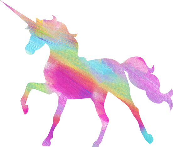 A Rainbow Colored Unicorn With A Horn