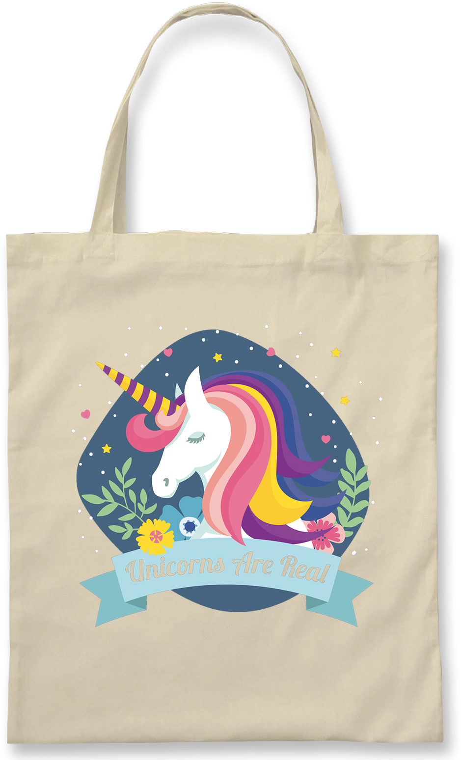 A White Tote Bag With A Unicorn On It