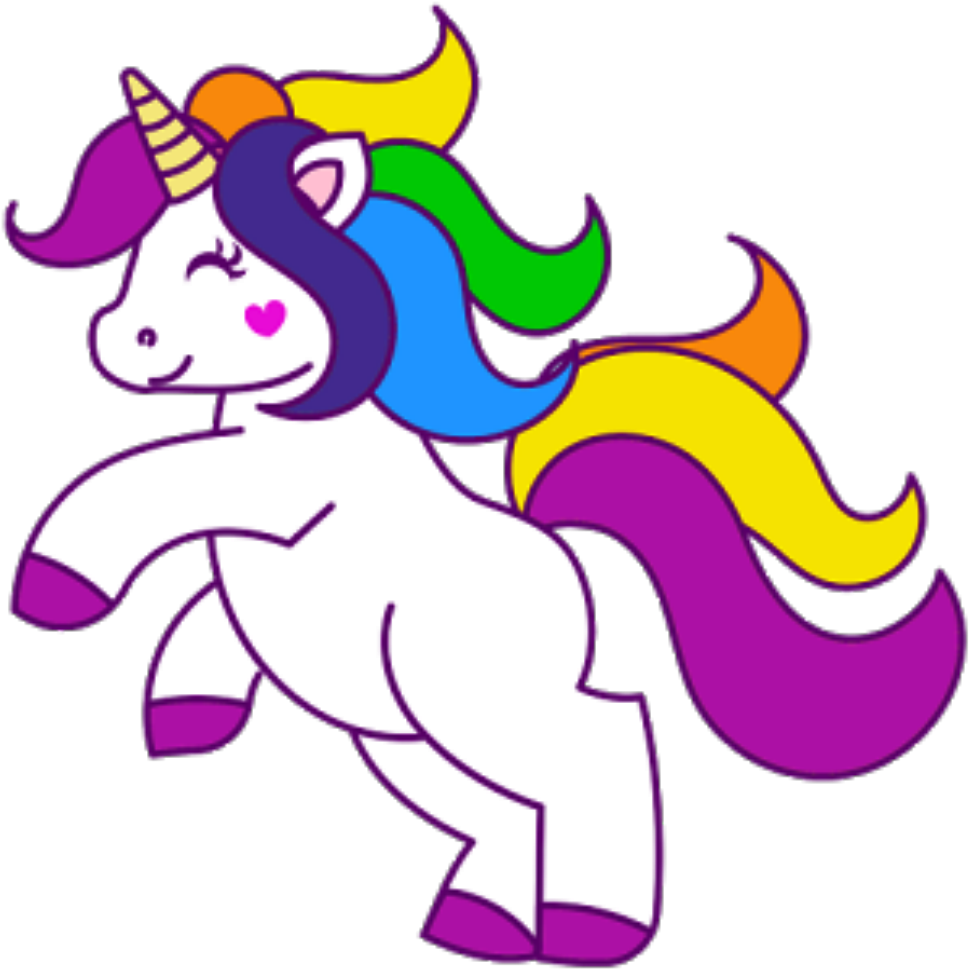 A Cartoon Unicorn With Rainbow Hair