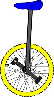 A Unicycle With Yellow Wheel