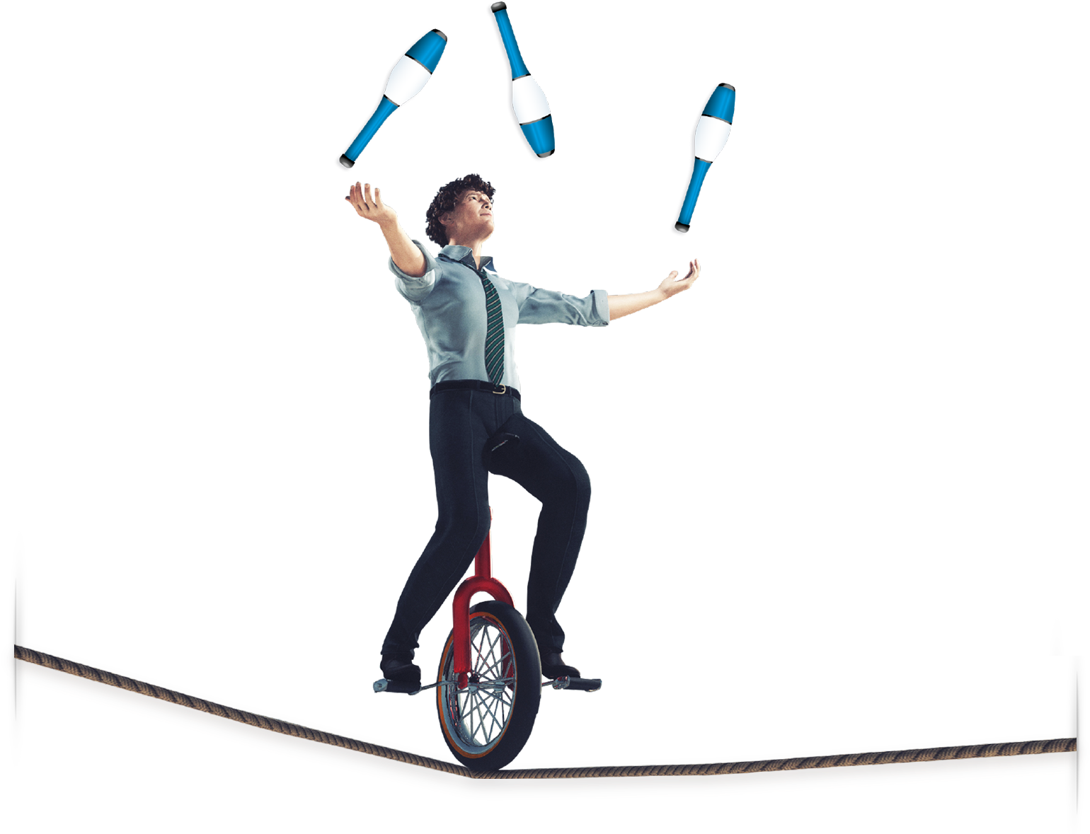 A Man On A Unicycle Juggling