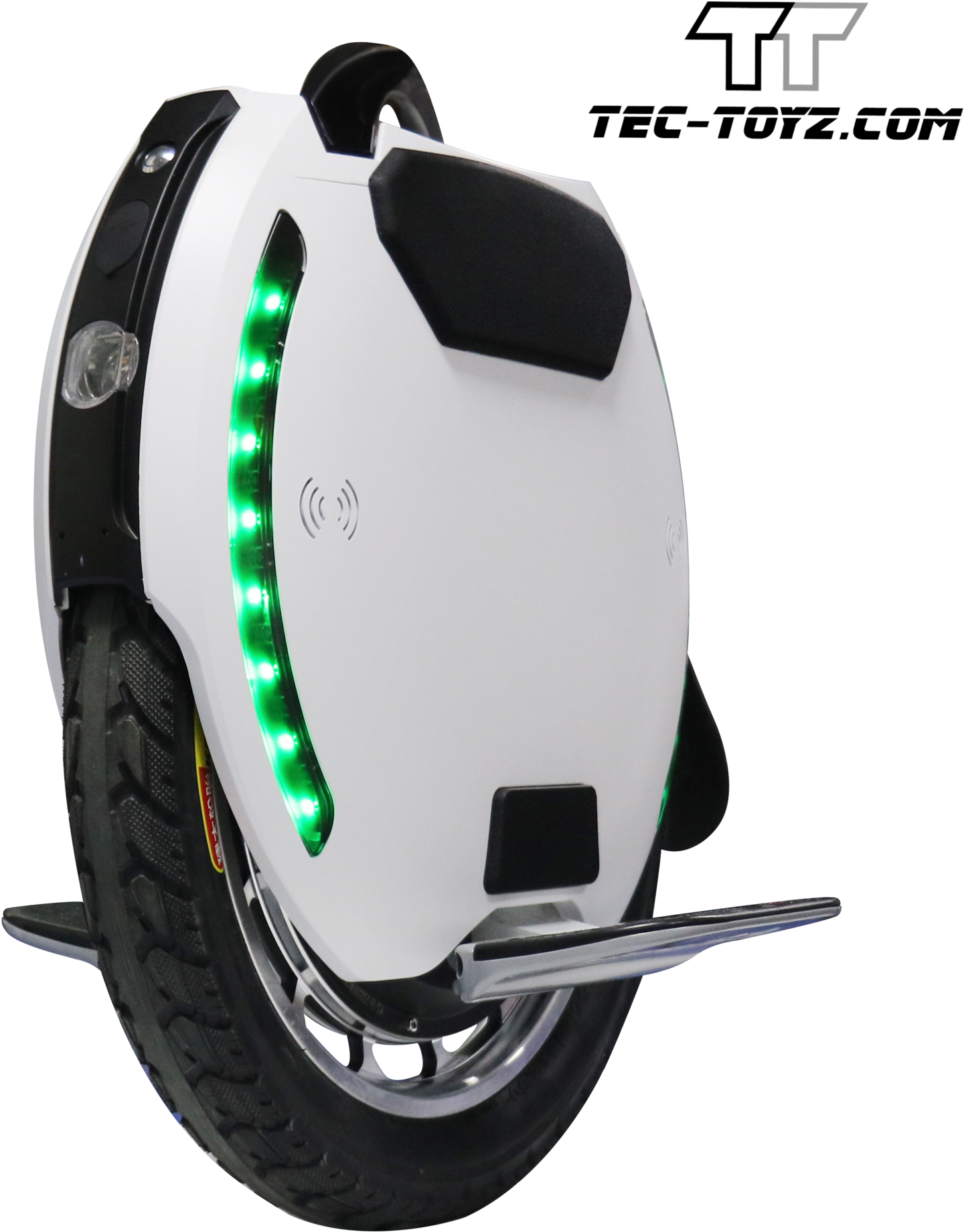 A White Unicycle With Green Lights