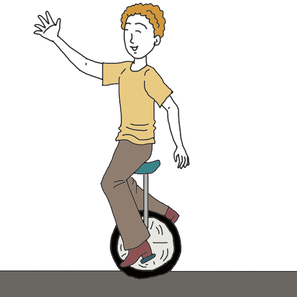 A Cartoon Of A Man Riding A Unicycle