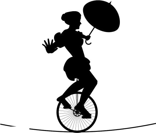 A Silhouette Of A Woman Riding A Unicycle