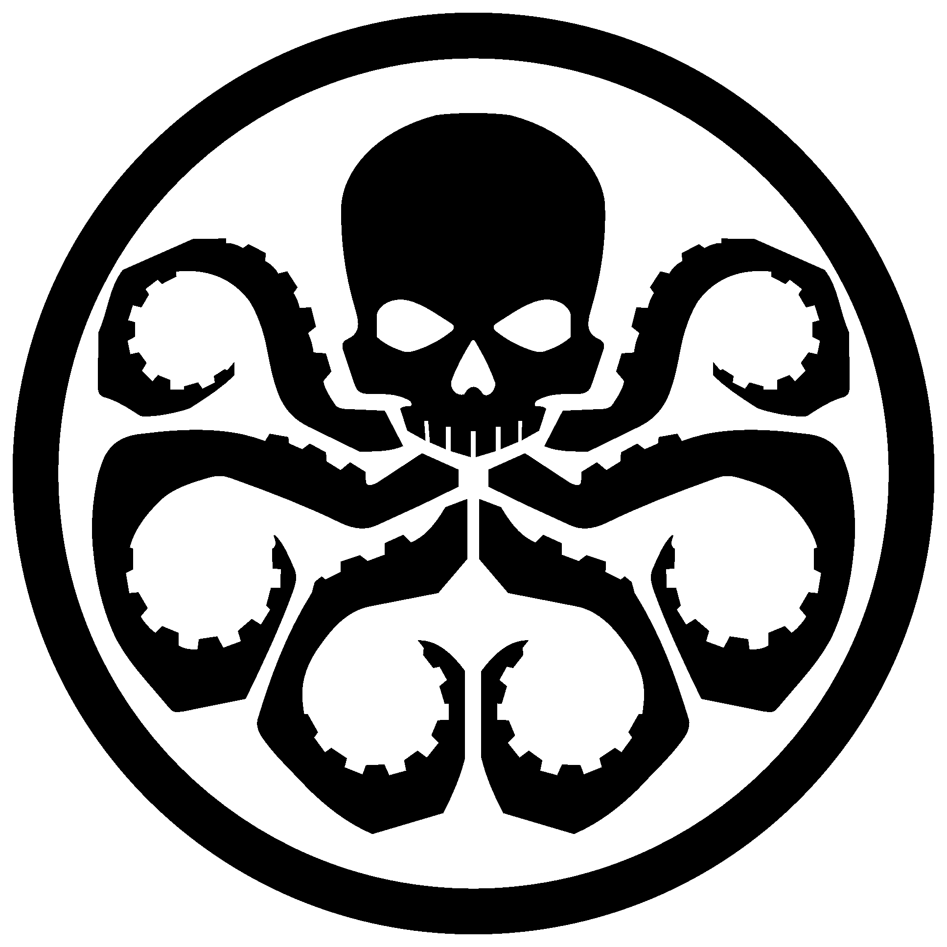 A Black And White Logo With A Skull And Octopus Tentacles