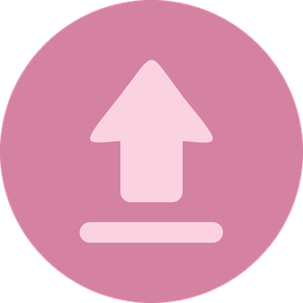 A Pink Circle With A White Arrow Pointing Up