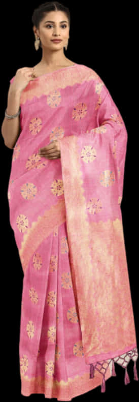 A Woman In A Pink Sari