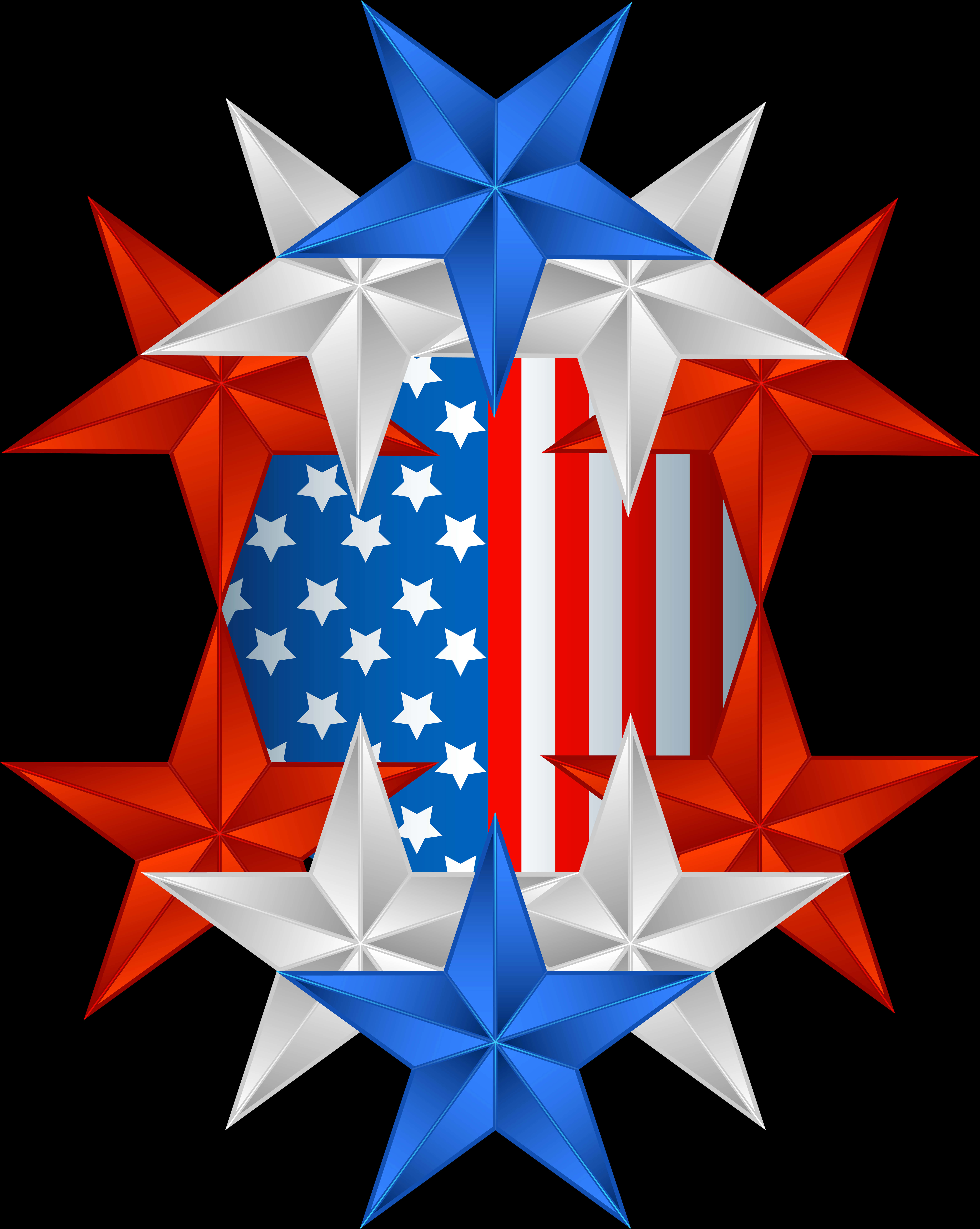 A Group Of Stars In Red White And Blue