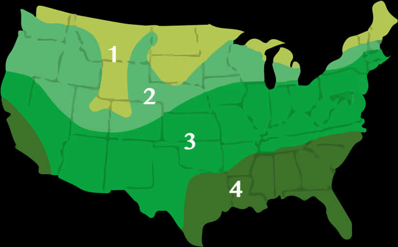 A Map Of The United States With Green And White Text