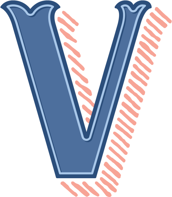 A Blue Letter With Pink Stripes
