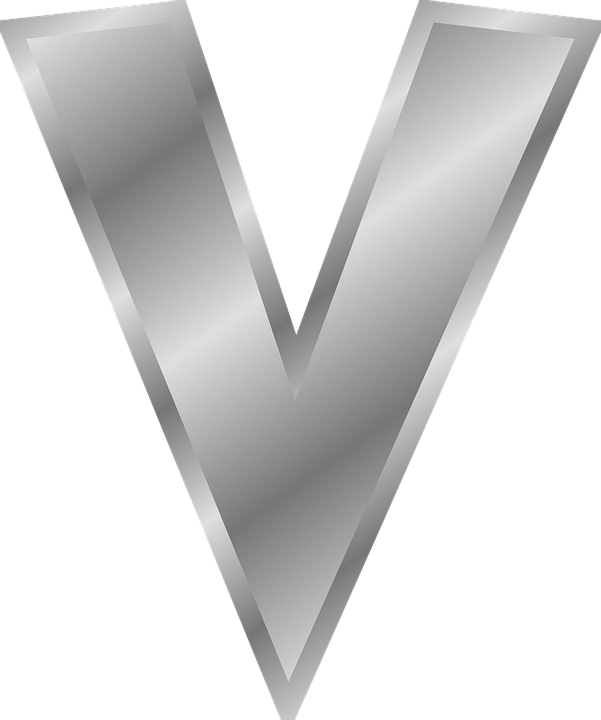 A Silver Letter V On A Black Background