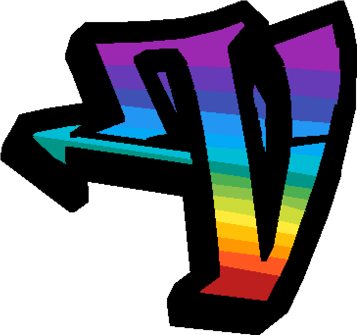 A Rainbow Colored Letter With An Arrow