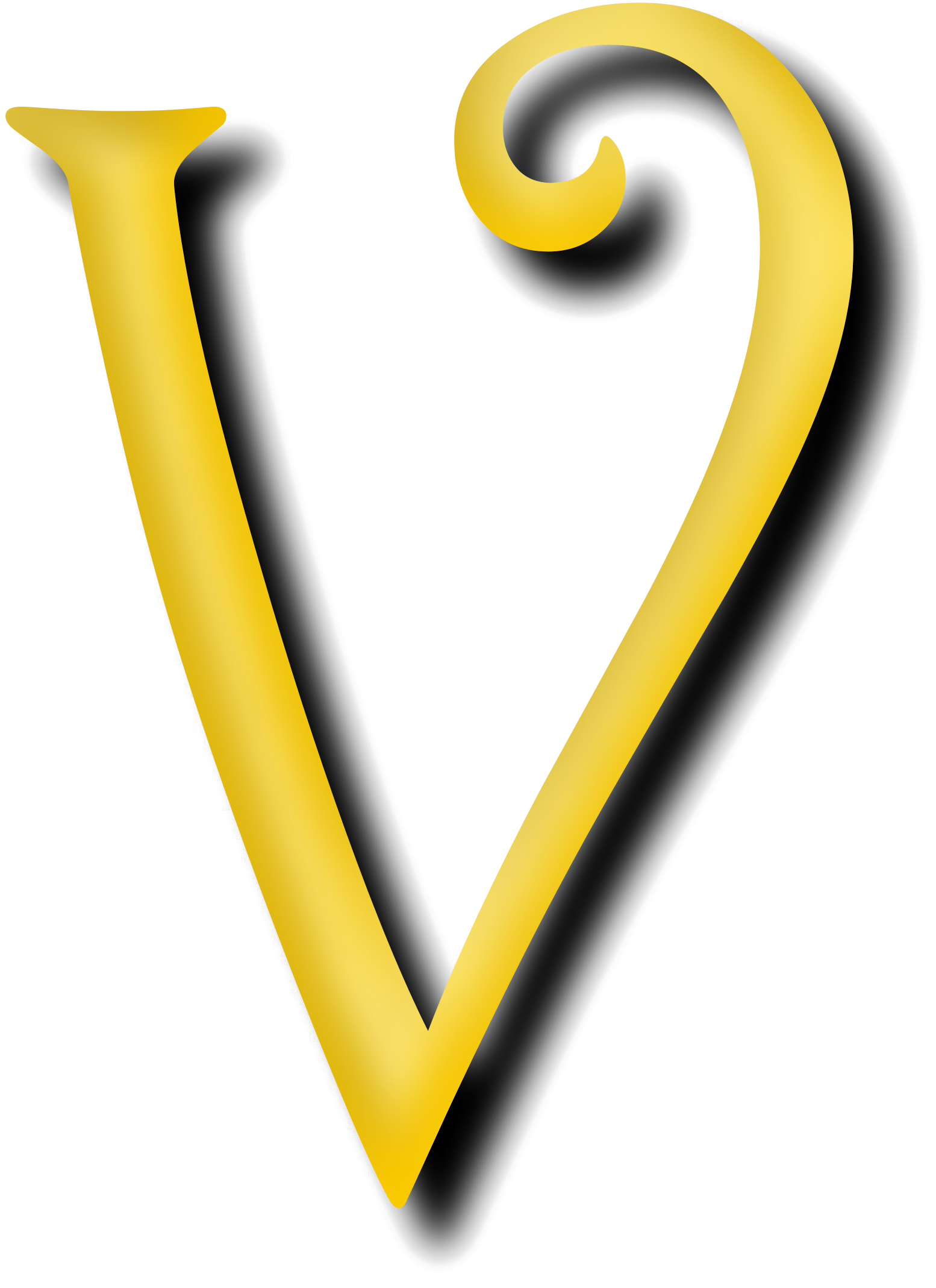 A Yellow And Black Letter V