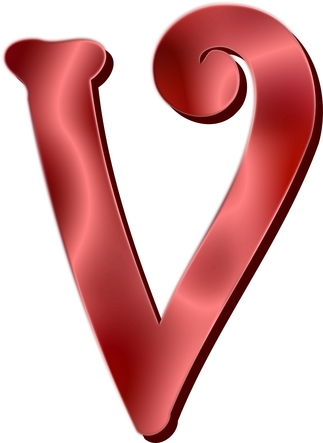 A Red Letter V With A Heart