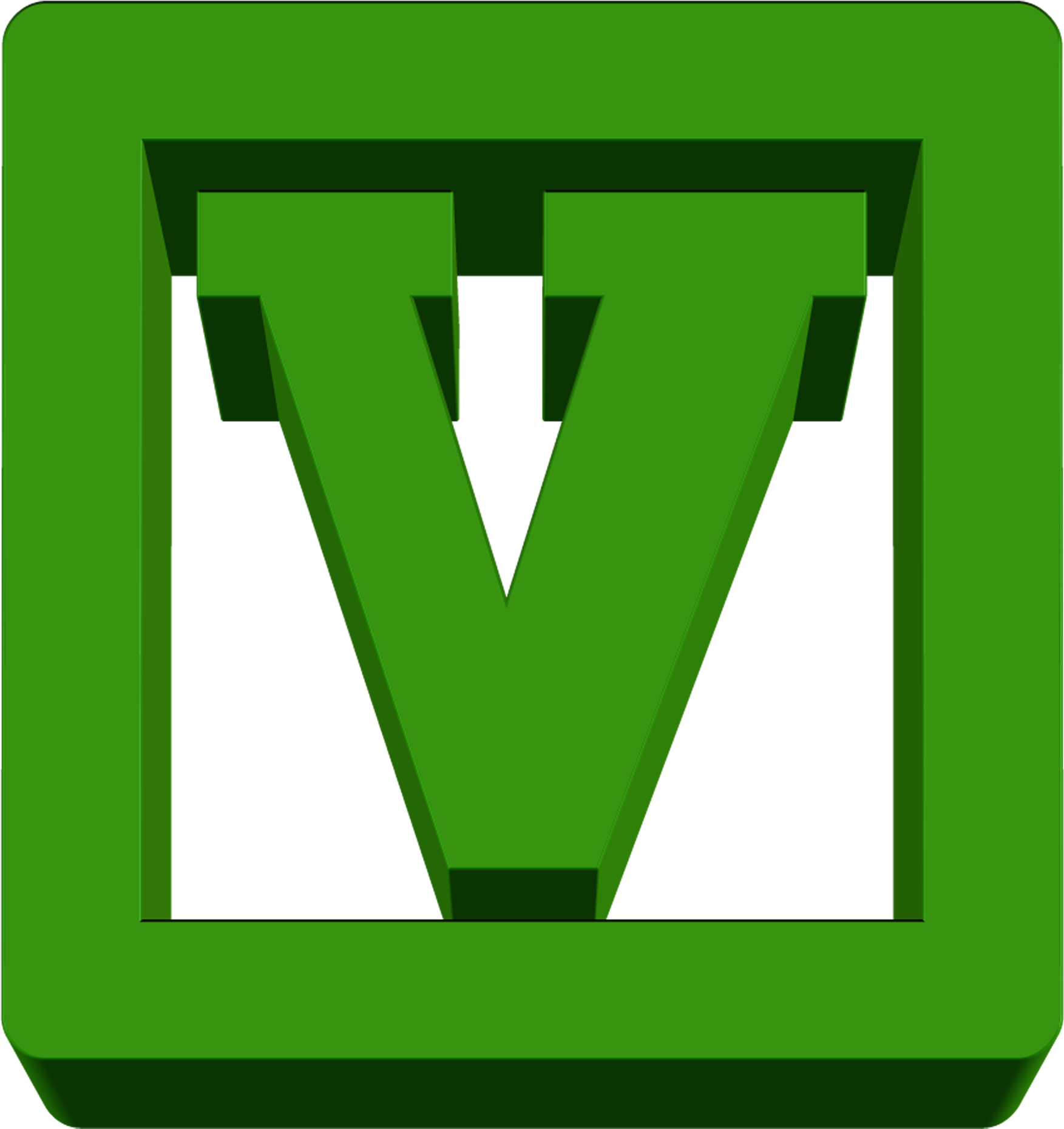 A Green Letter V In A Square