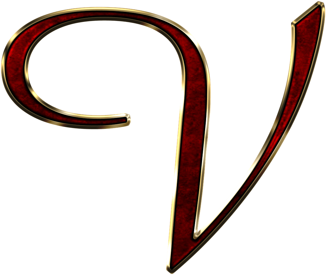 A Red And Gold Letter V