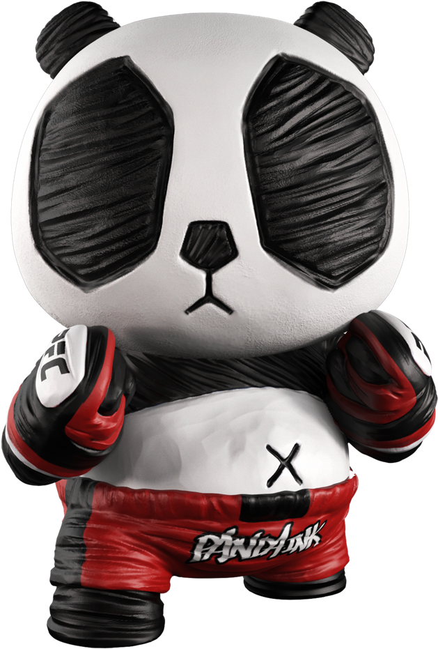 A Statue Of A Panda Wearing Boxing Gloves