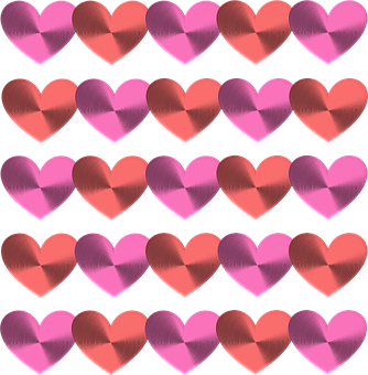 A Group Of Pink And Red Hearts
