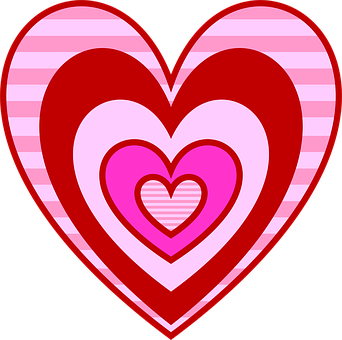 A Heart With Pink And Red Stripes