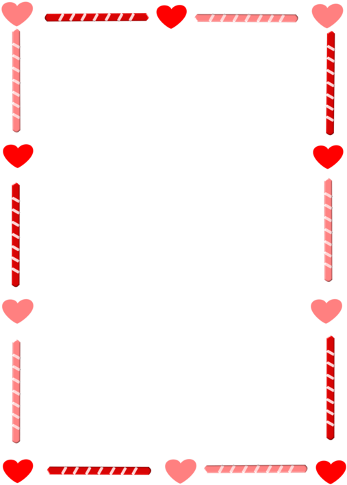 A Black Background With Red And Pink Hearts And Candy Canes