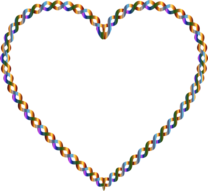 A Heart Shaped Border Made Of Colorful Braided Chains