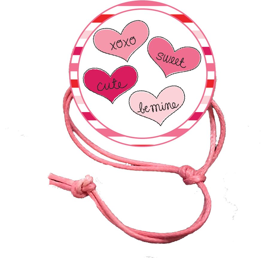 A Pink String With Hearts And Text