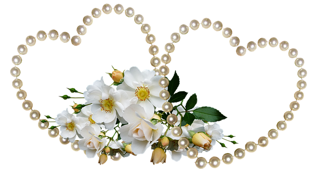 A Bunch Of White Flowers And Pearls