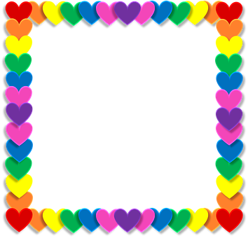 A Rainbow Colored Heart Shaped Frame
