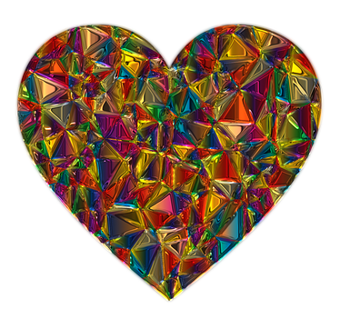 A Colorful Heart With Black Background