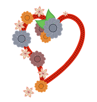 A Heart With Flowers And Leaves
