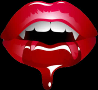 Vampire Lips With Blood Dripping