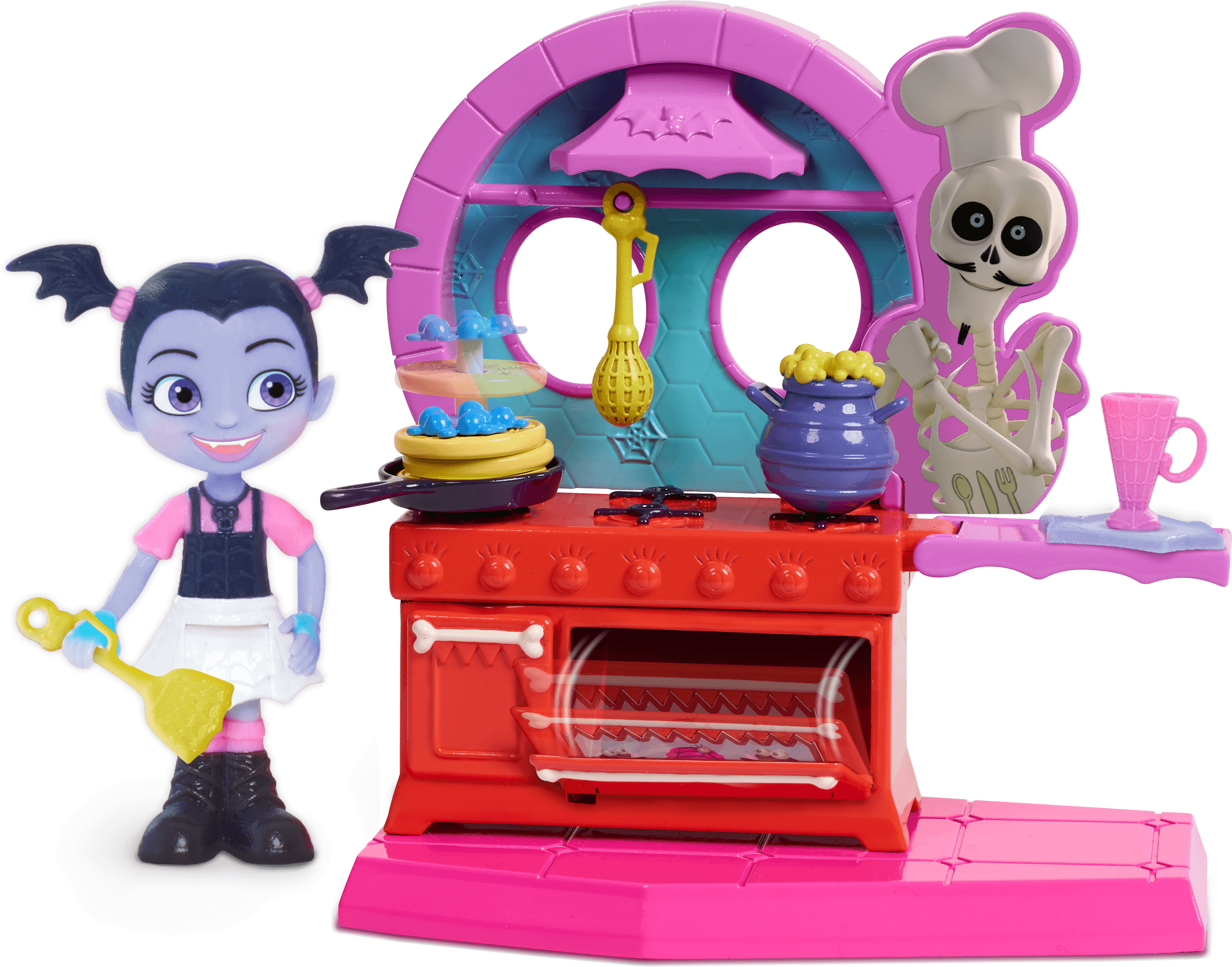 A Toy Kitchen Set With A Couple Of Girls