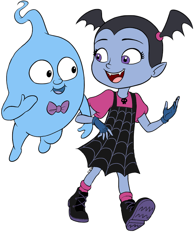Cartoon Of A Girl And A Blue Ghost