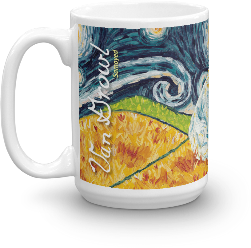 A White Mug With A Painting On It