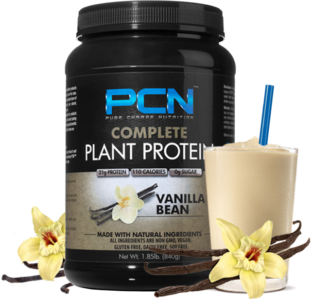 A Jar Of Protein With A Drink And Vanilla Beans