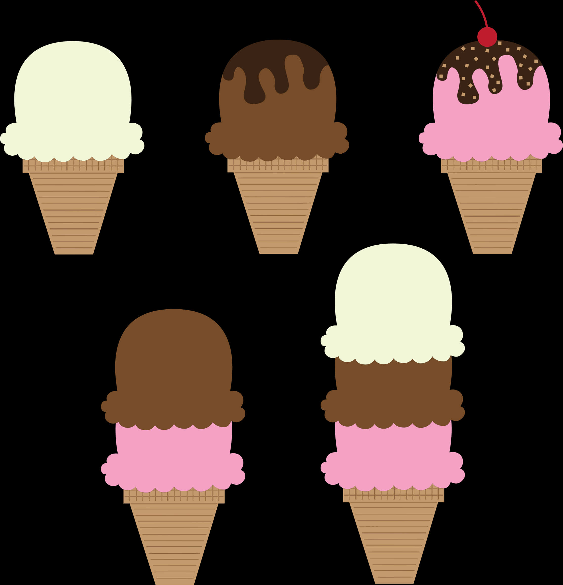 A Group Of Ice Cream Cones