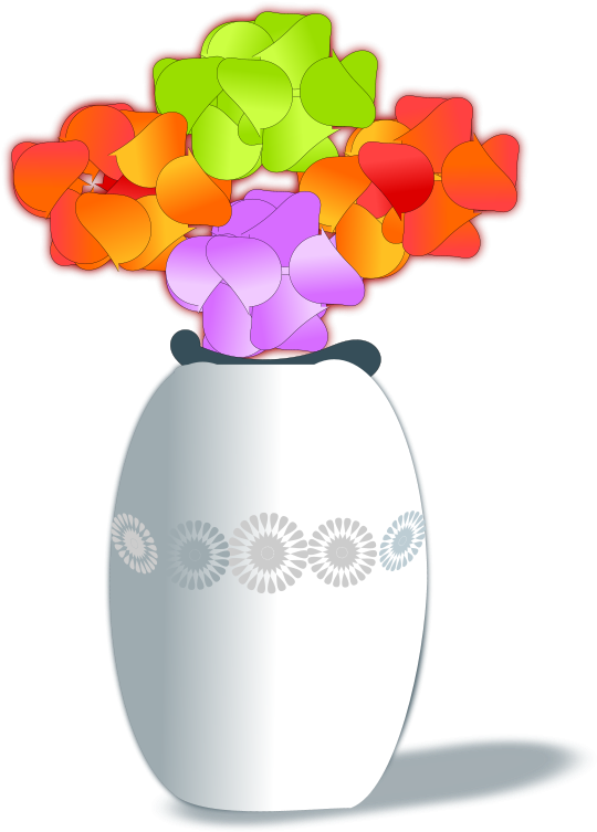 A White Vase With Colorful Flowers
