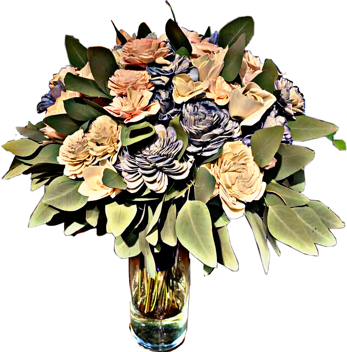 A Bouquet Of Flowers In A Glass Vase